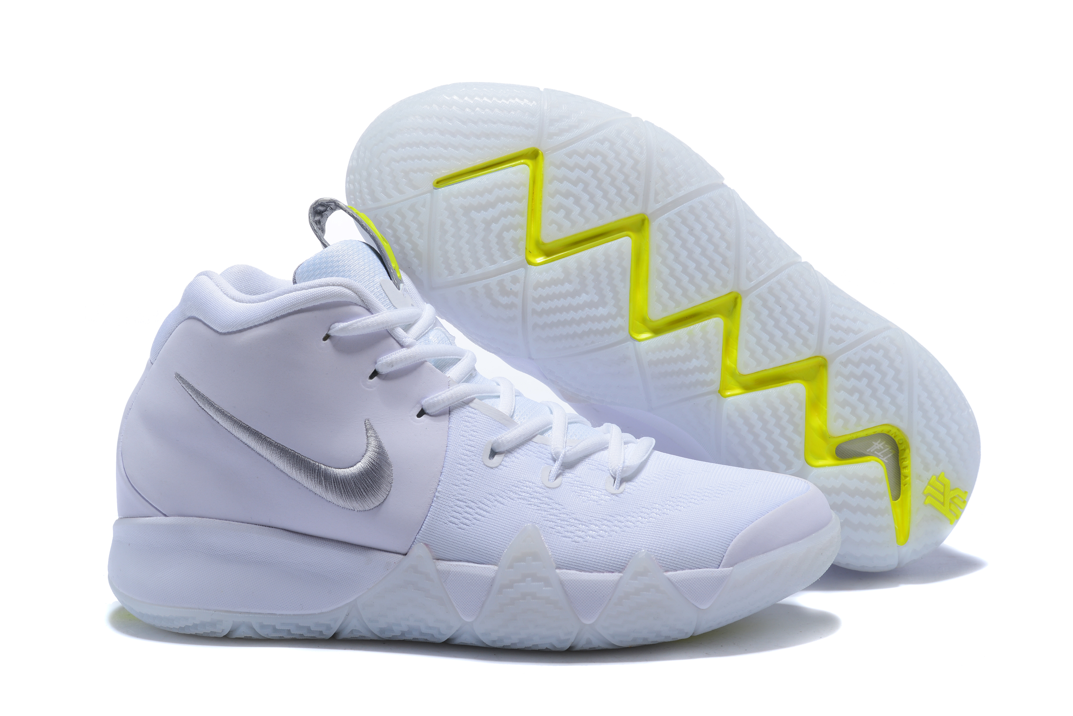 2018 Nike Kyrie 4 White Fluorscent Green Shoes